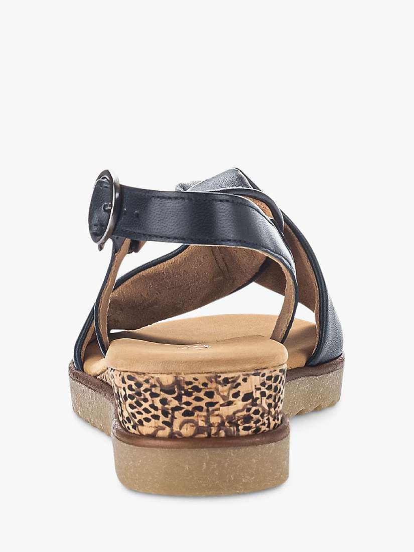 Buy Gabor Rich Wide Fit Leather Cross Over Detail Wedge Sandals, Navy Online at johnlewis.com