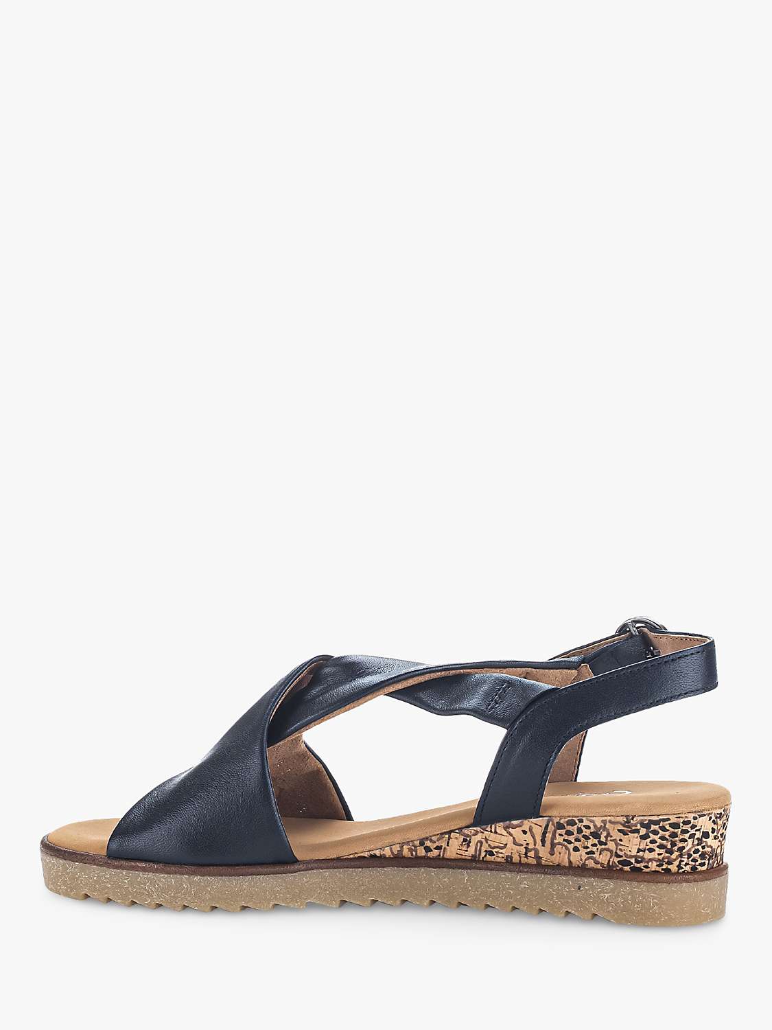 Buy Gabor Rich Wide Fit Leather Cross Over Detail Wedge Sandals, Navy Online at johnlewis.com