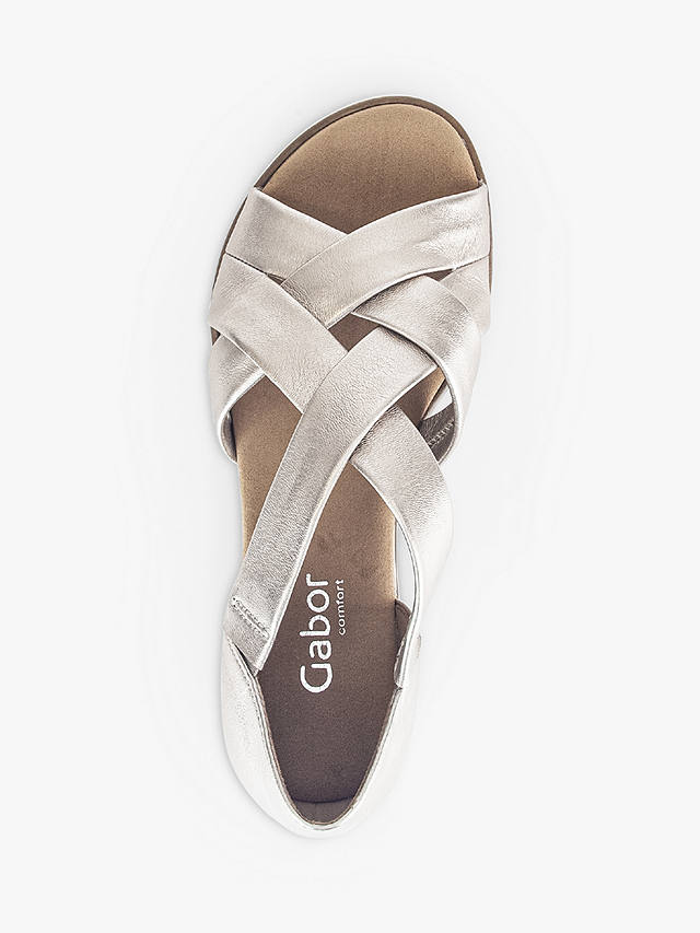 Gabor Truth Wide Fit Multi Cross Strap Wedge Sandals, Puder