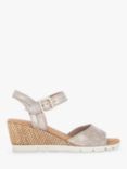 Gabor Nieve Wide Fit Raffia Detail Wedge Sandals, Muschel