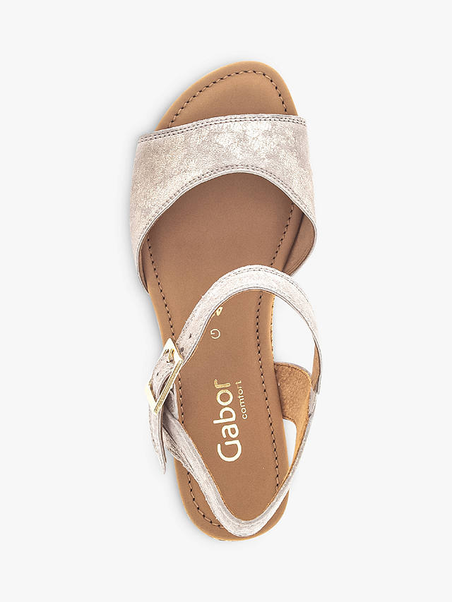 Gabor Nieve Wide Fit Raffia Detail Wedge Sandals, Muschel
