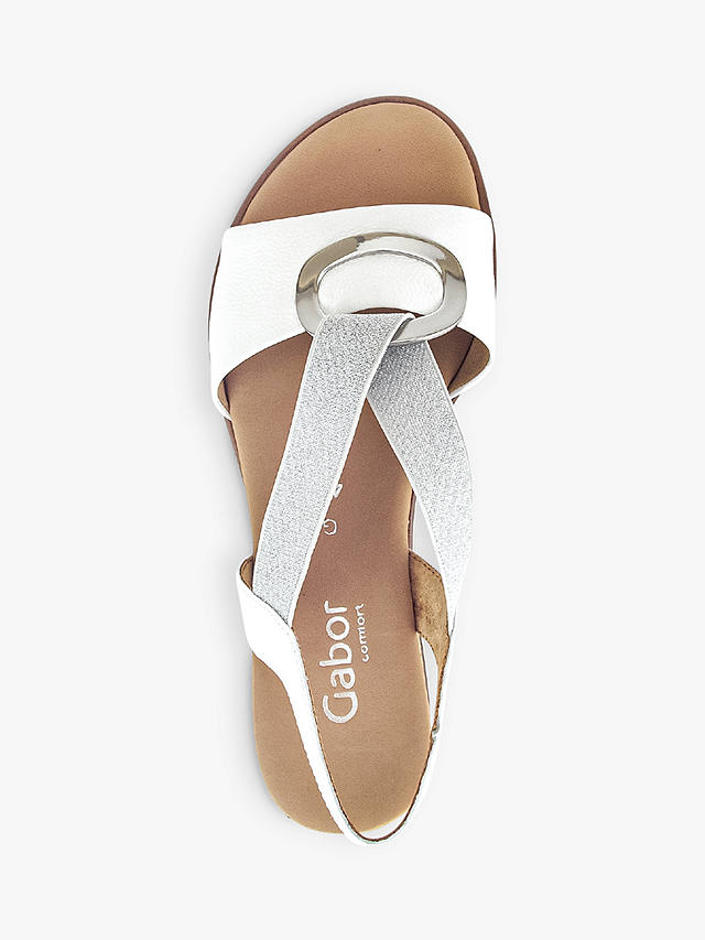 Gabor Reese Wide Fit Cross Over Detail Wedge Sandals, White