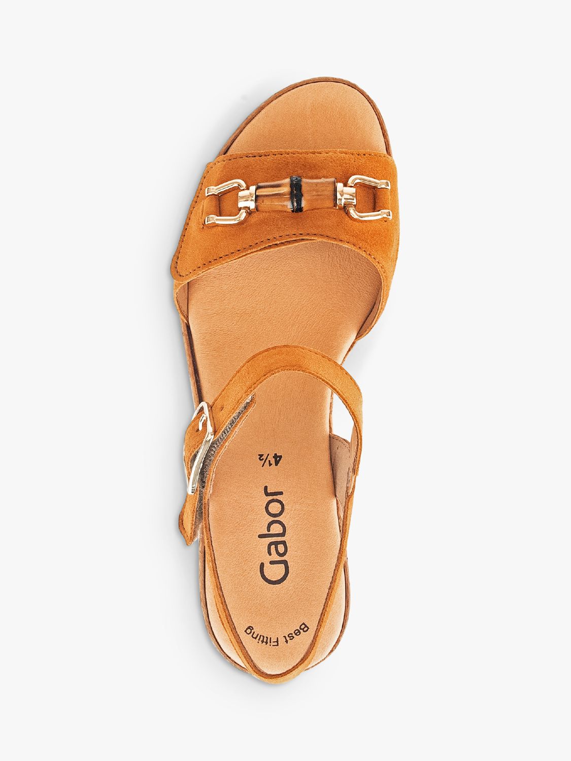 Buy Gabor Fleece Suede Buckle Detail Heeled Sandals, Cognac Online at johnlewis.com