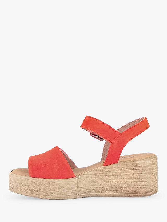 Gabor Jasy Flatform Wood Effect Heel Sandals, Orange