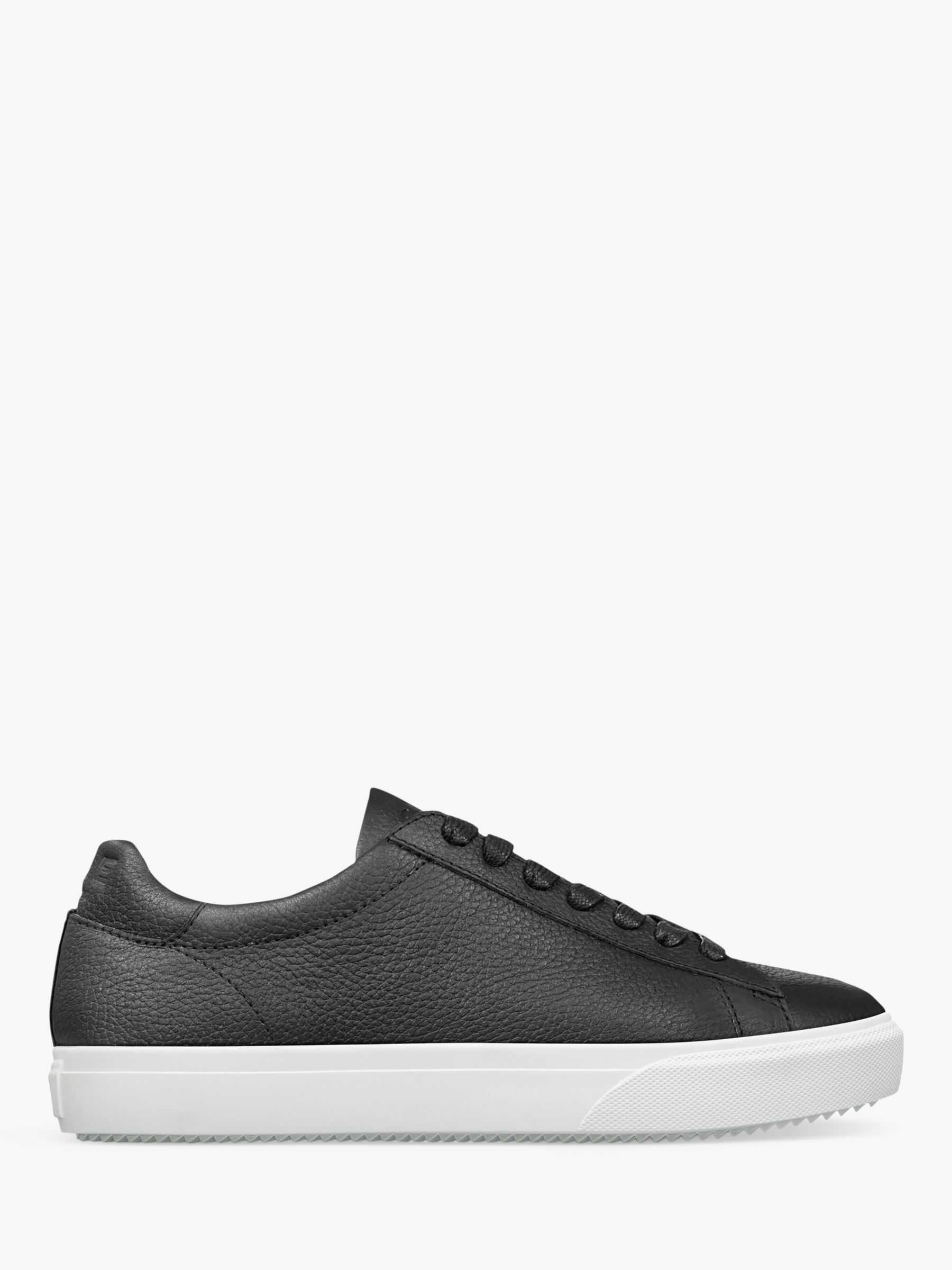 CLAE Bradley Venice Leather Lace Up Trainers, Black/White at John Lewis ...