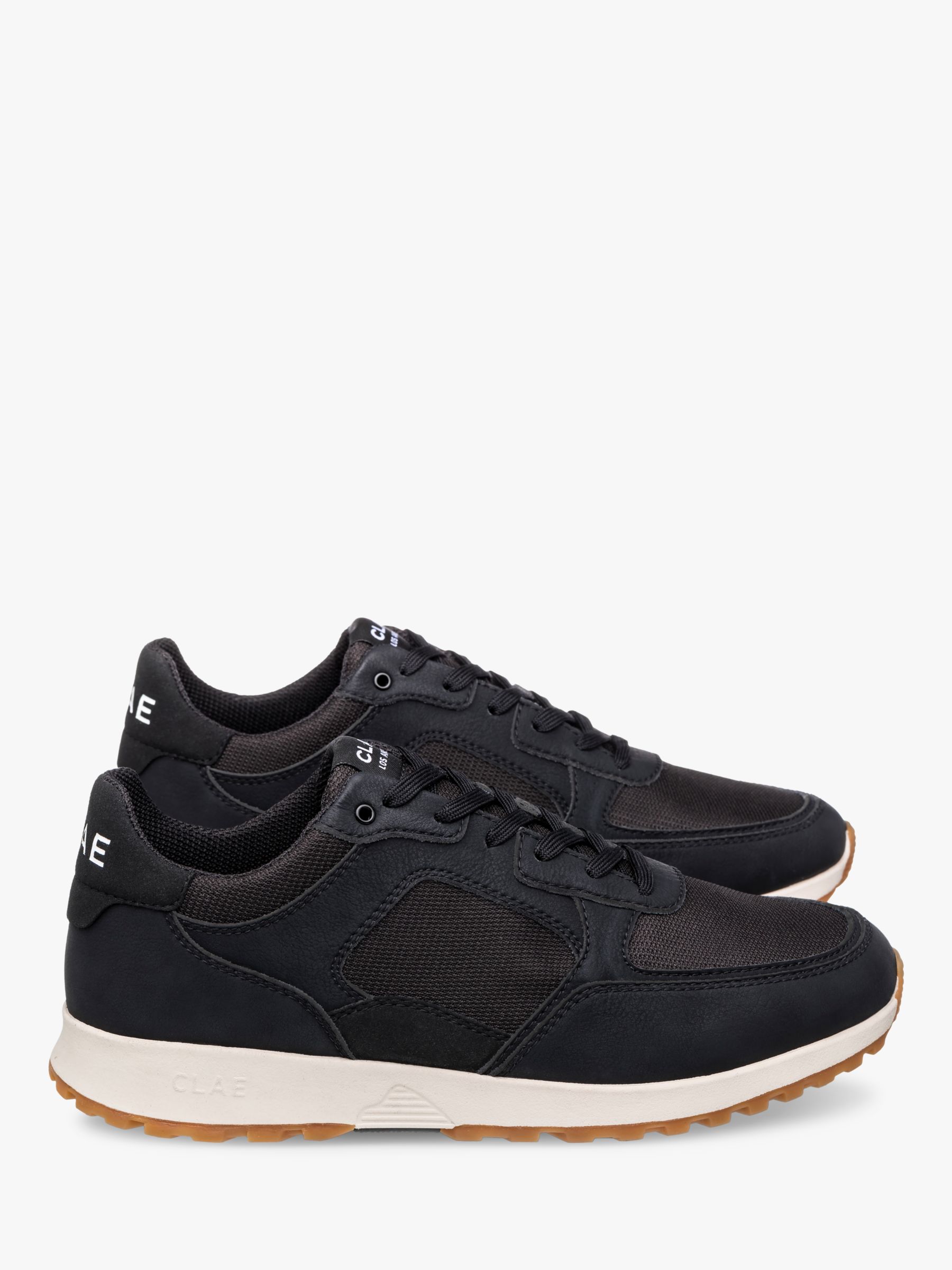 CLAE Joshua Lace Up Suede Trainers, Black at John Lewis & Partners