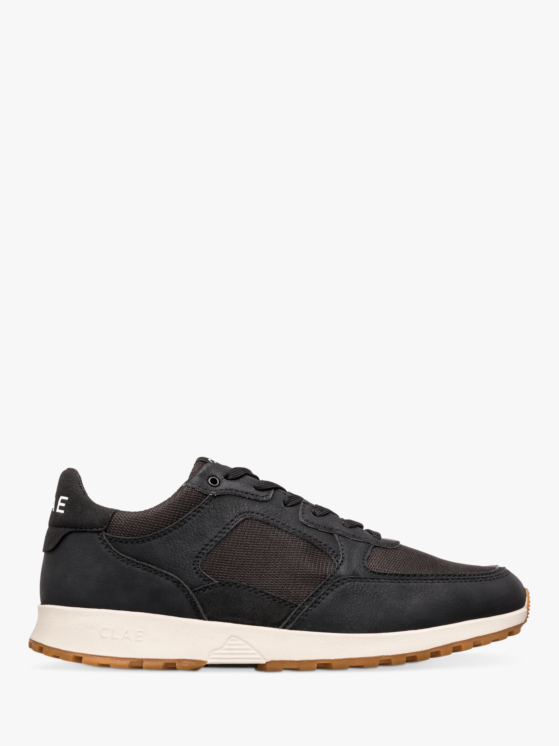 CLAE Joshua Lace Up Suede Trainers, Black at John Lewis & Partners