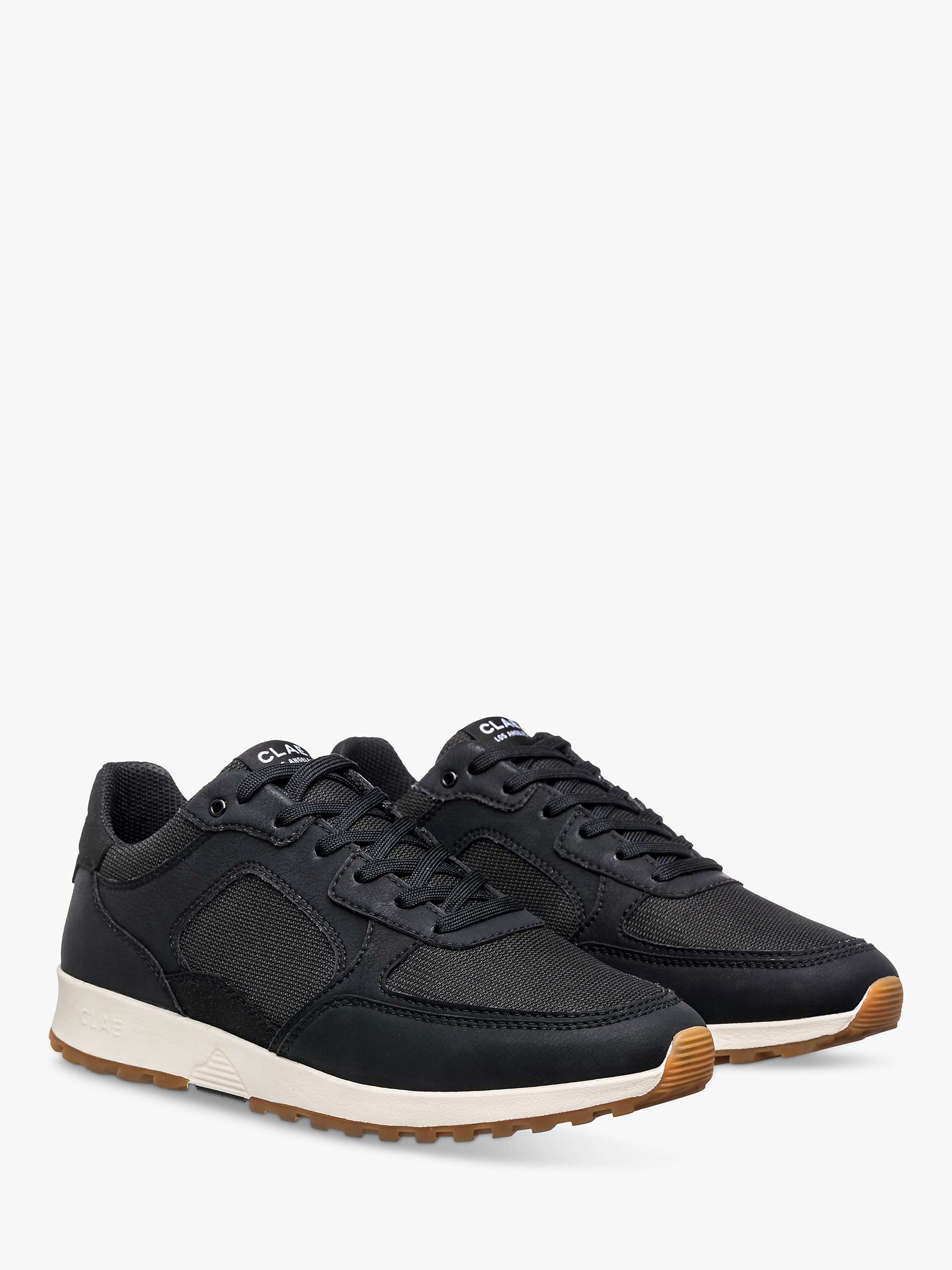CLAE Joshua Lace Up Suede Trainers, Black at John Lewis & Partners