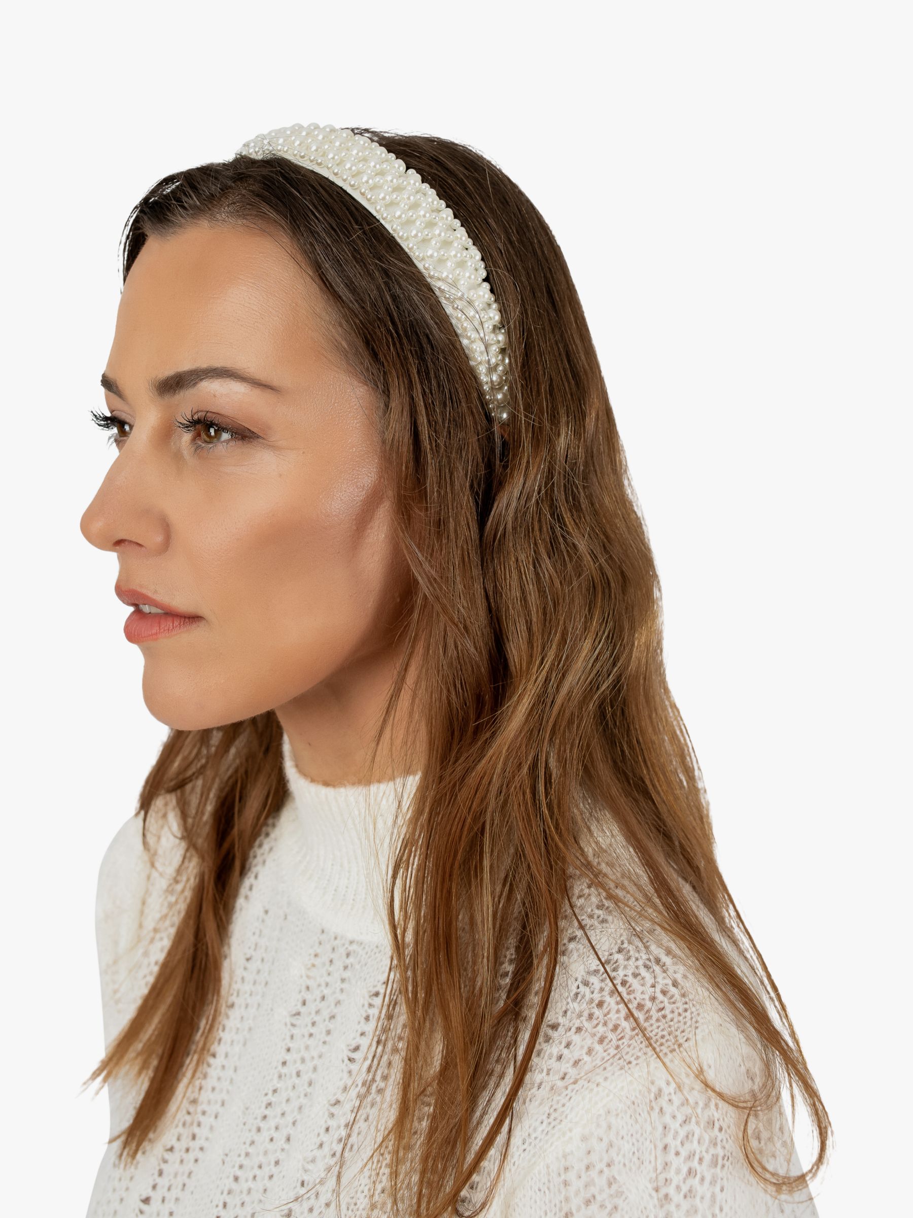 Bloom & Bay Pearl Headband, White at John Lewis & Partners