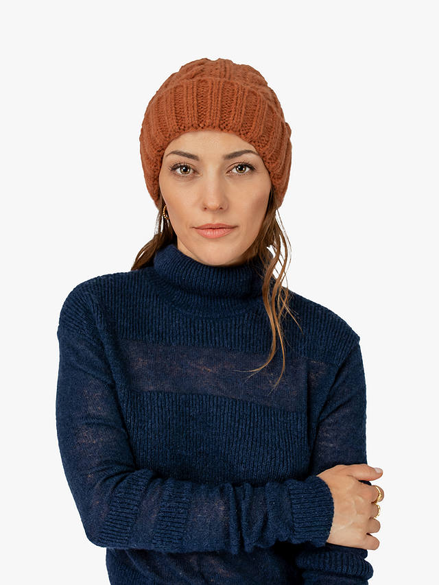 Bloom & Bay Gylly Cable Knit Beanie, Brown