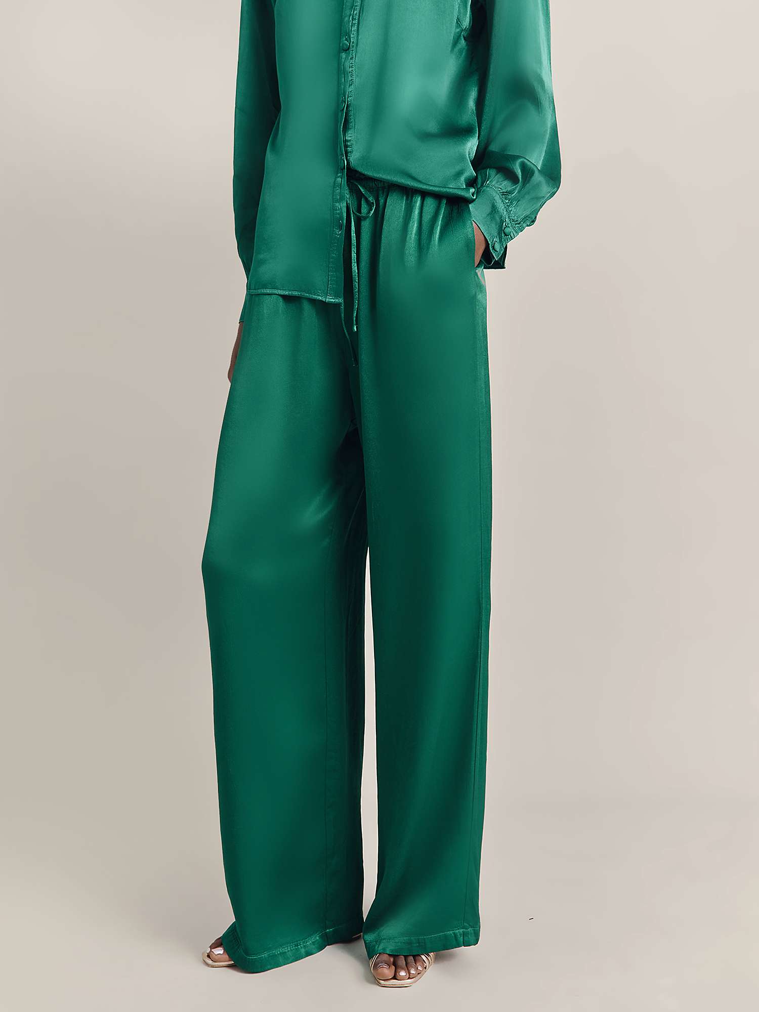 Buy Ghost Sylvia Satin Trouser, Green Online at johnlewis.com