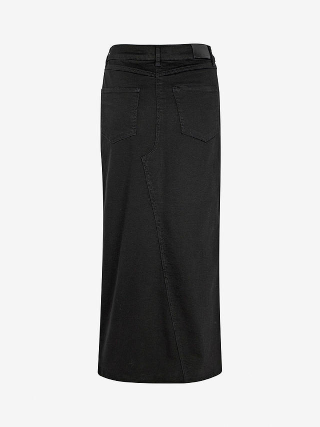 Mint Velvet Denim Slit Midi Skirt, Black