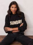 Mint Velvet Sunday Slogan Sweatshirt, Black, Black