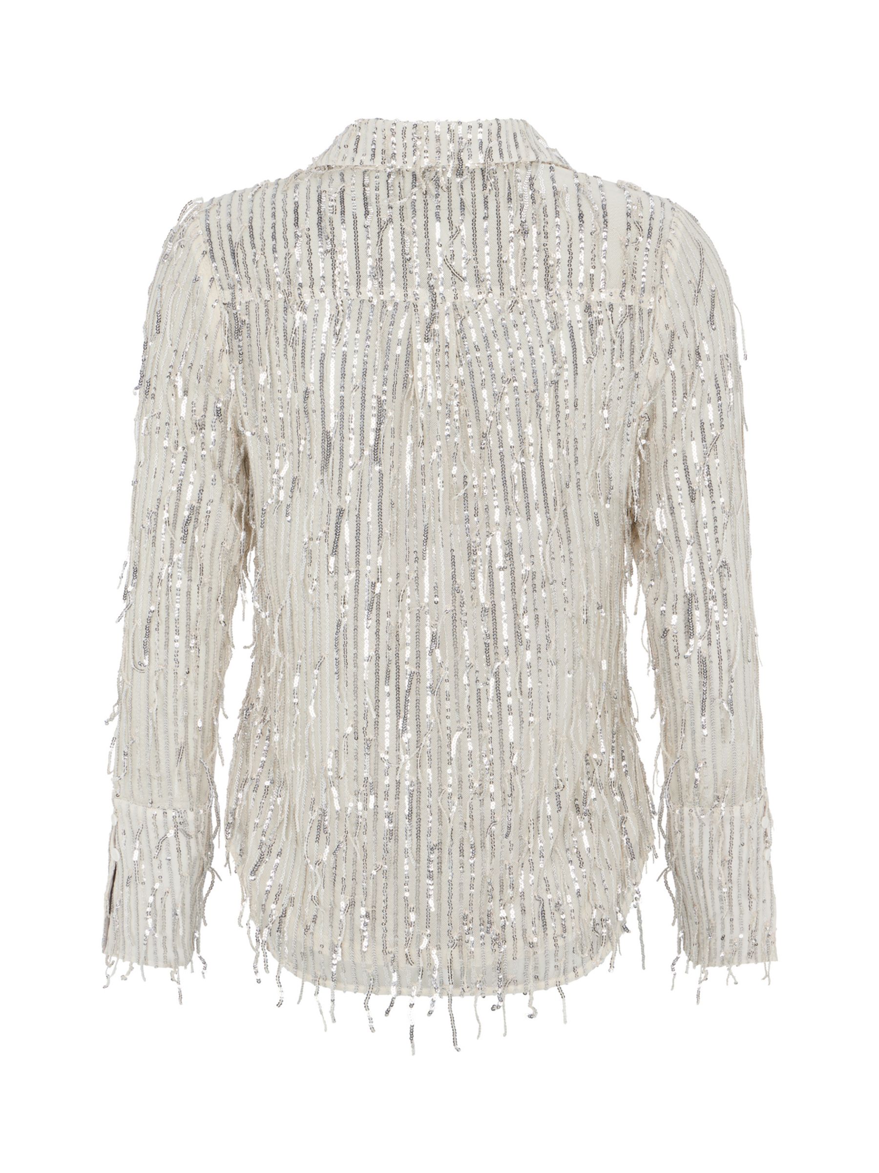 Mint Velvet Sequin Tassel Shirt, Pale Gold