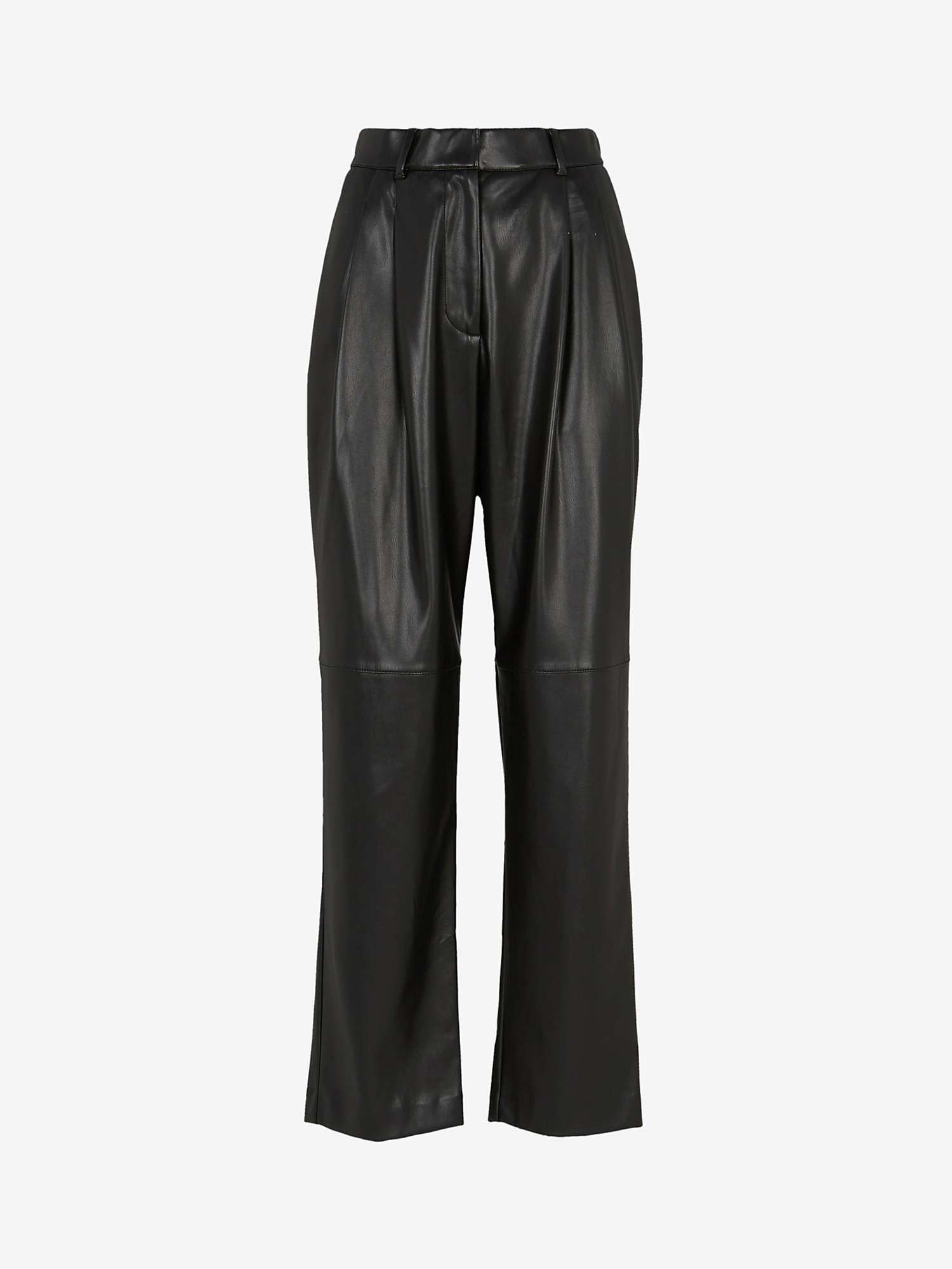 Buy Mint Velvet Pleat Front Faux Leather Trousers, Black Online at johnlewis.com