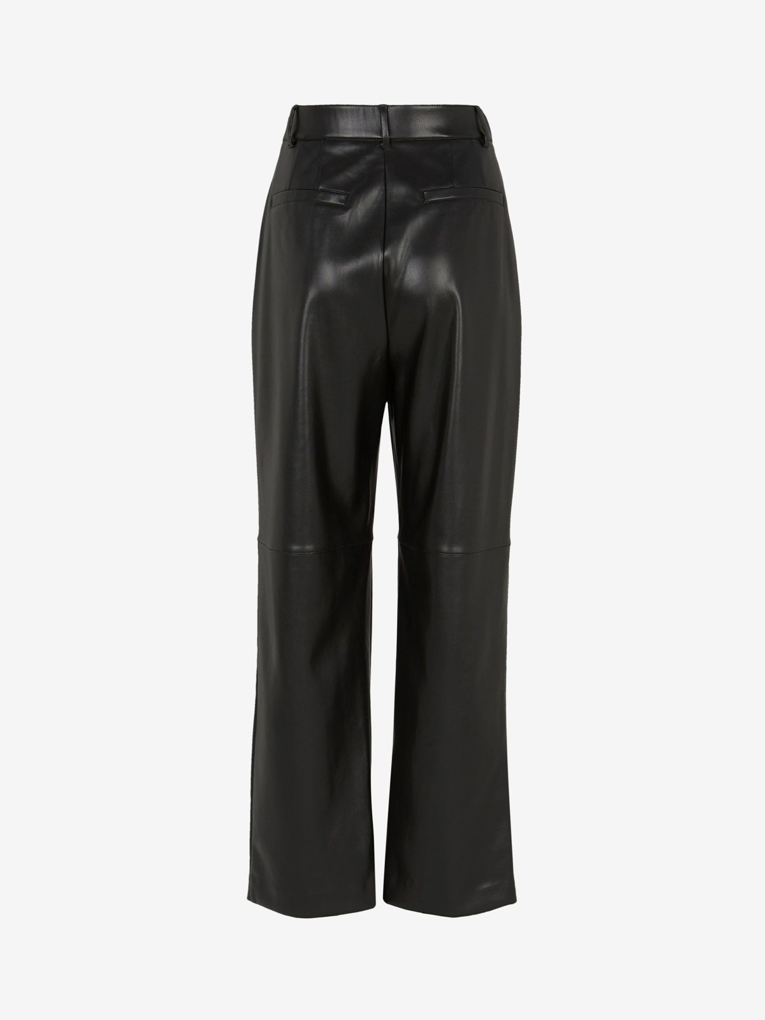 Mint Velvet Pleat Front Faux Leather Trousers, Black, 12R