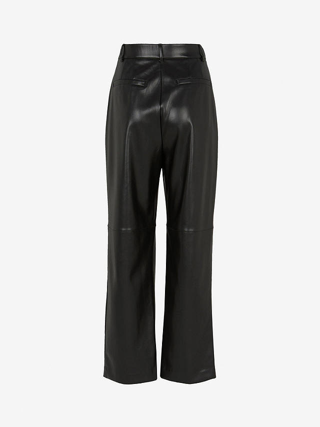 Mint Velvet Pleat Front Faux Leather Trousers, Black