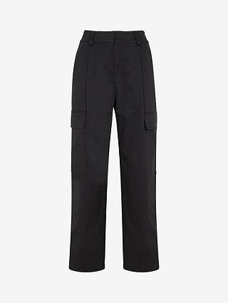 Mint Velvet Straight Leg Tailored Cargo Trousers, Black