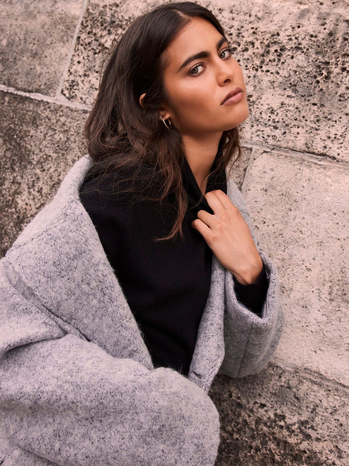 Buy Mint Velvet Textured Wool Blend Long Coat, Grey Online at johnlewis.com