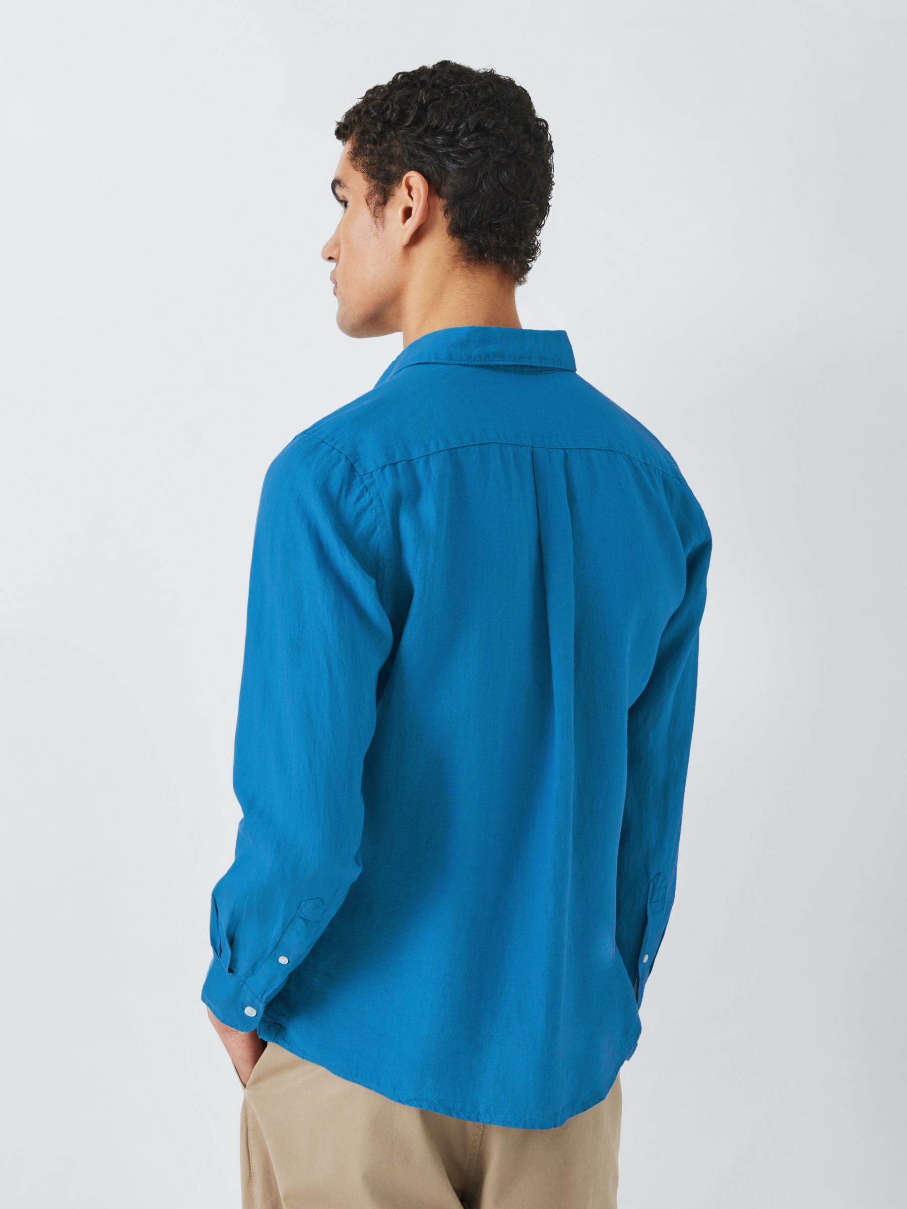 John Lewis Linen Long Sleeve Shirt, Parisian Blue, S