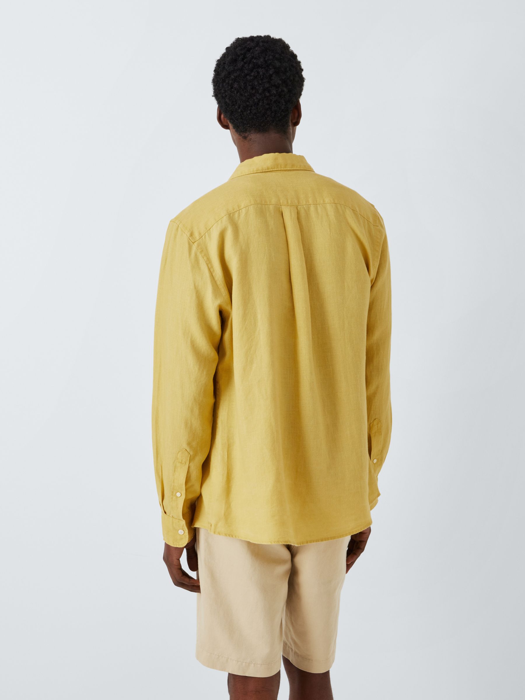 John Lewis Linen Long Sleeve Shirt, Yellow, S