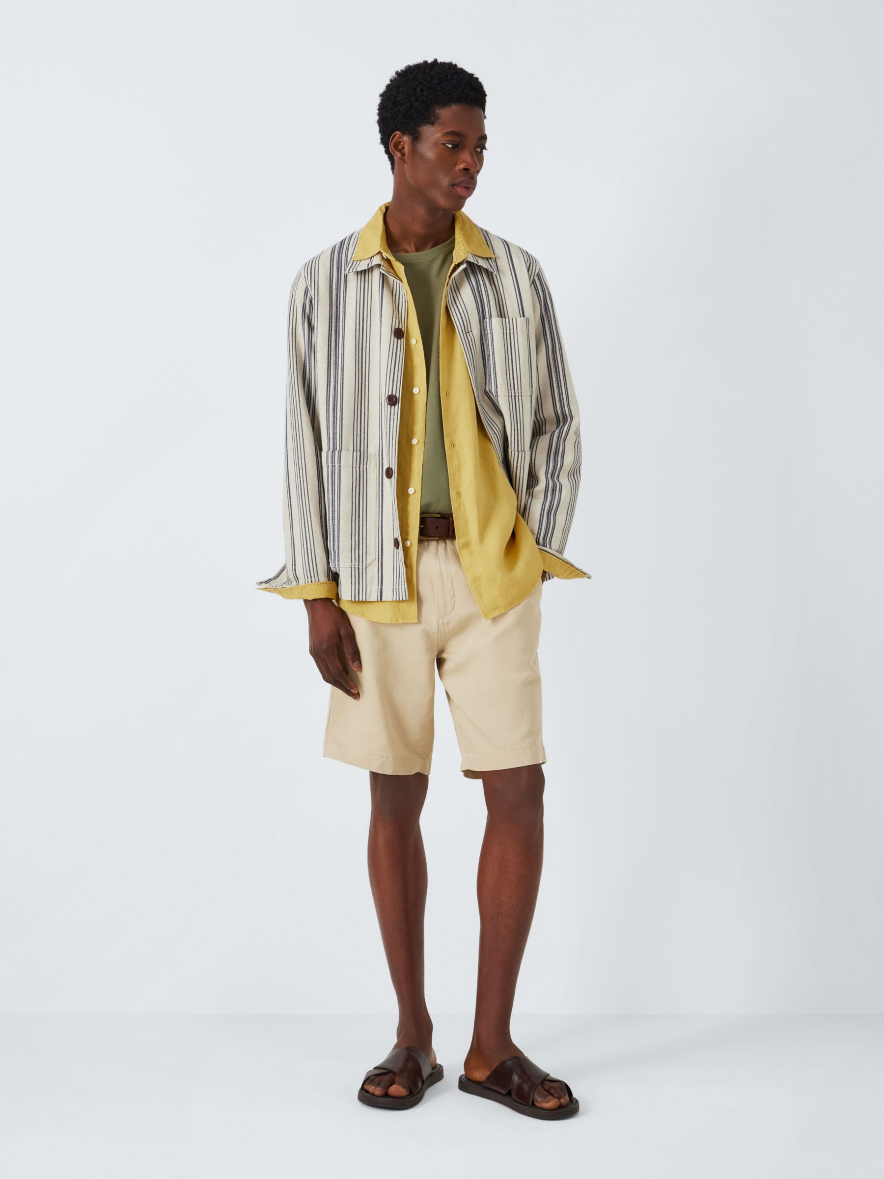 John Lewis Linen Long Sleeve Shirt, Yellow, S