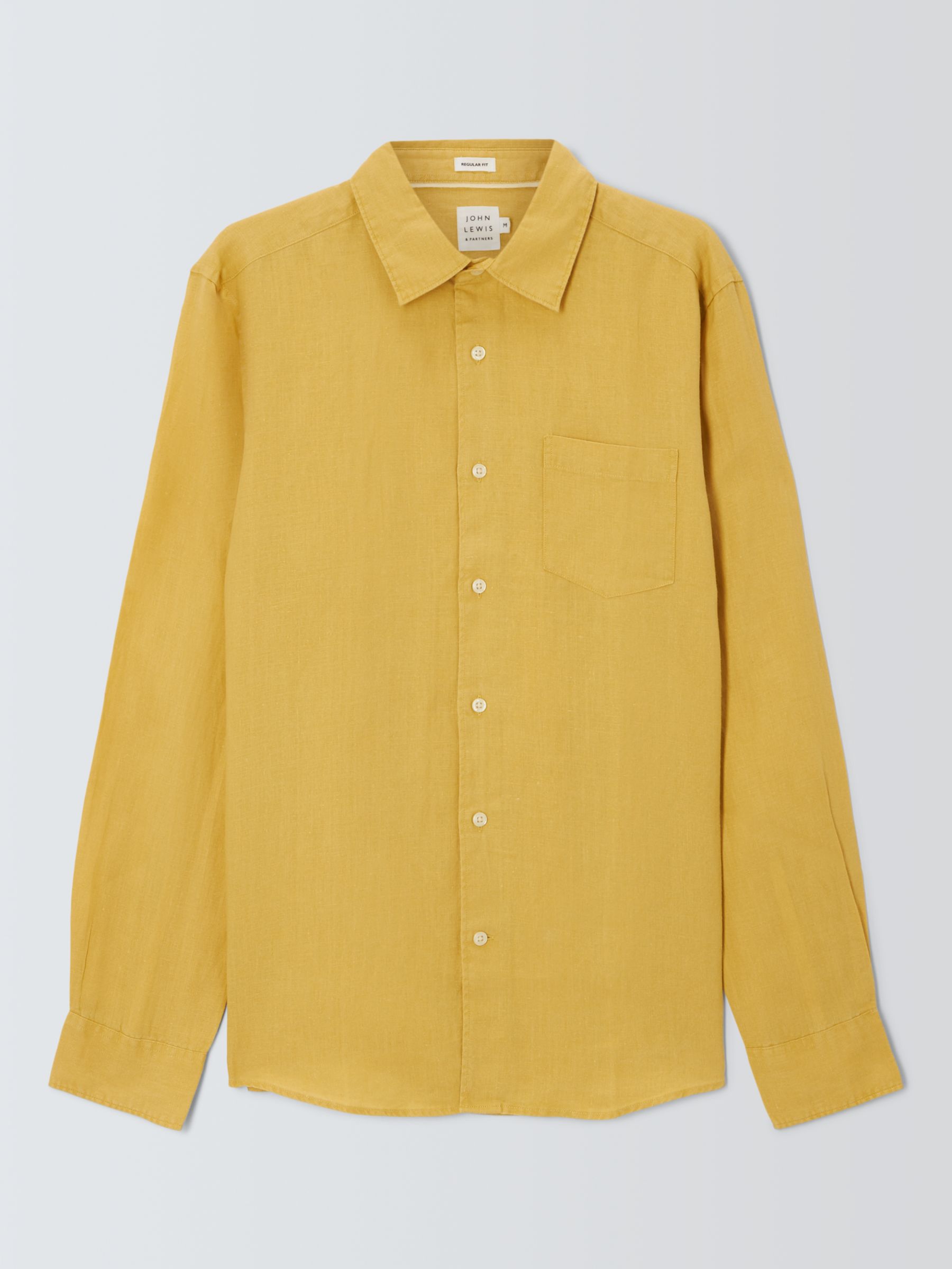 John Lewis Linen Long Sleeve Shirt, Yellow at John Lewis & Partners