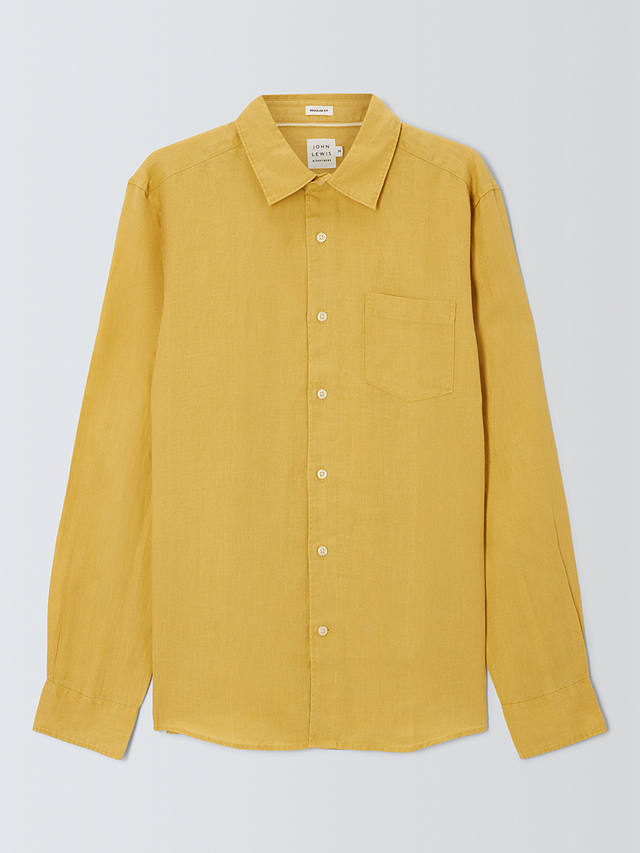 John Lewis Linen Long Sleeve Shirt, Yellow