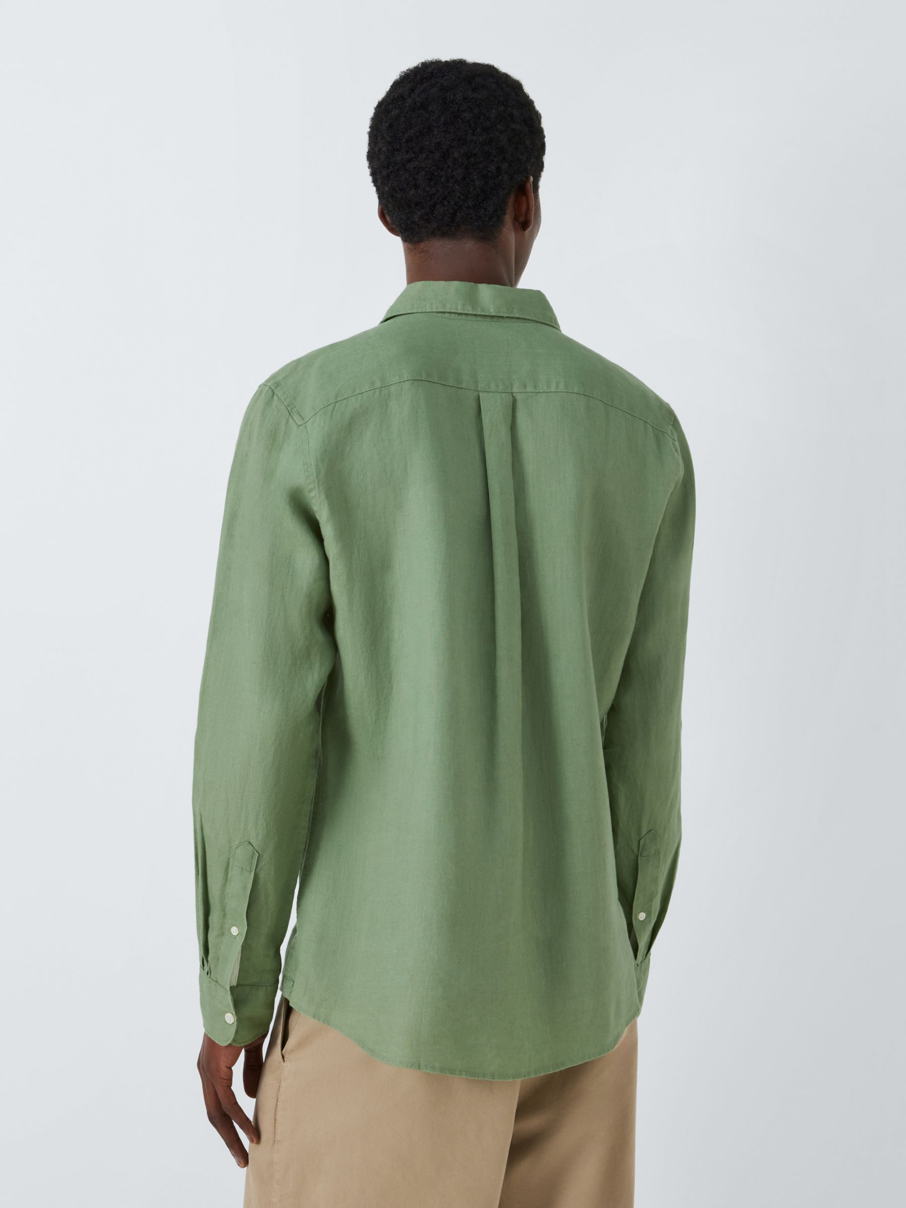 John Lewis Linen Long Sleeve Shirt, Loaden Forest, S