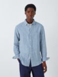 John Lewis Linen Long Sleeve Gingham Shirt, Blue