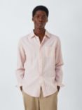 John Lewis Linen Blend Stripe Long Sleeve Shirt, Peach Whip