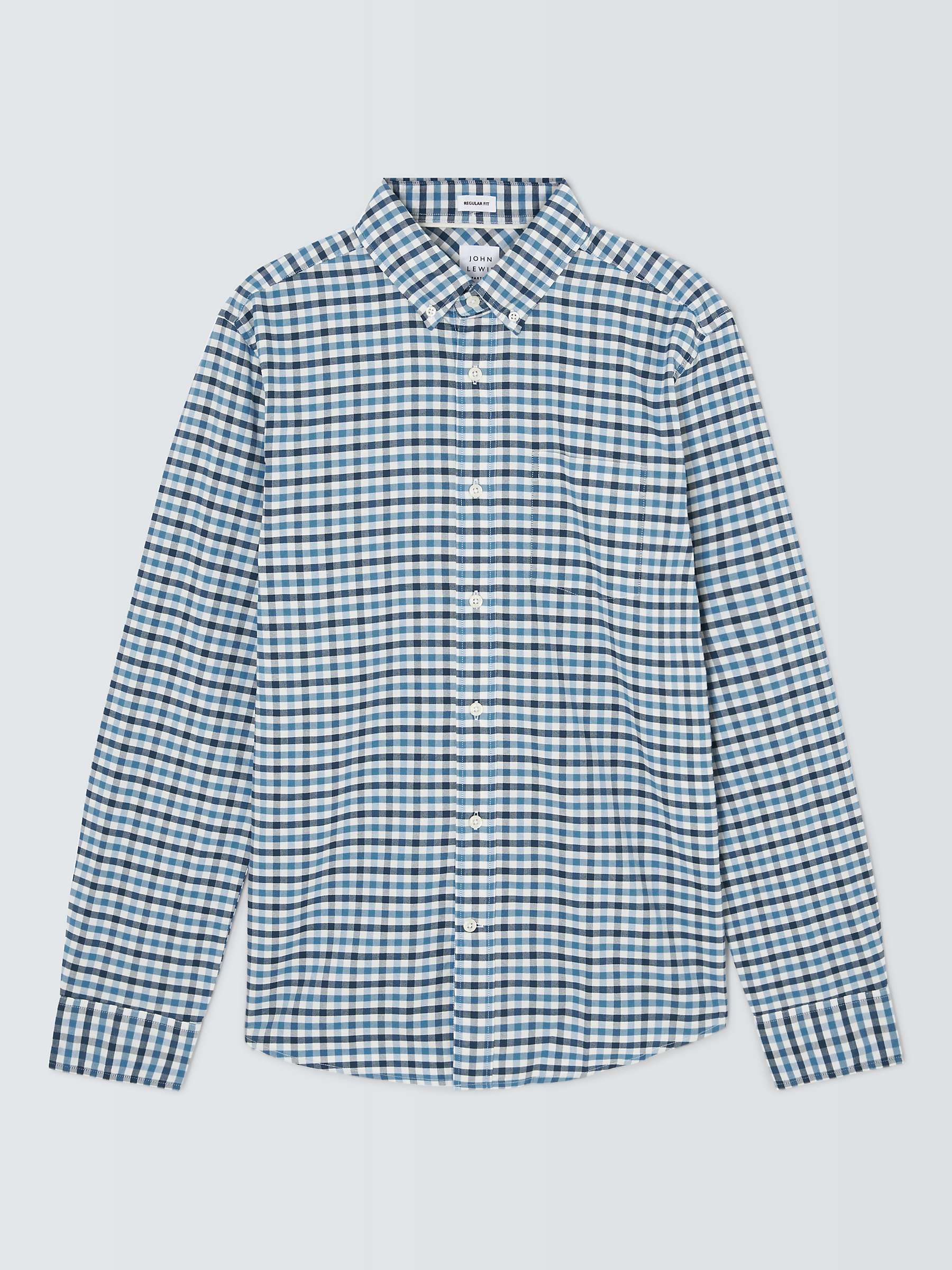 Buy John Lewis Oxford Gingham Long Sleeve Shirt, Blue Online at johnlewis.com