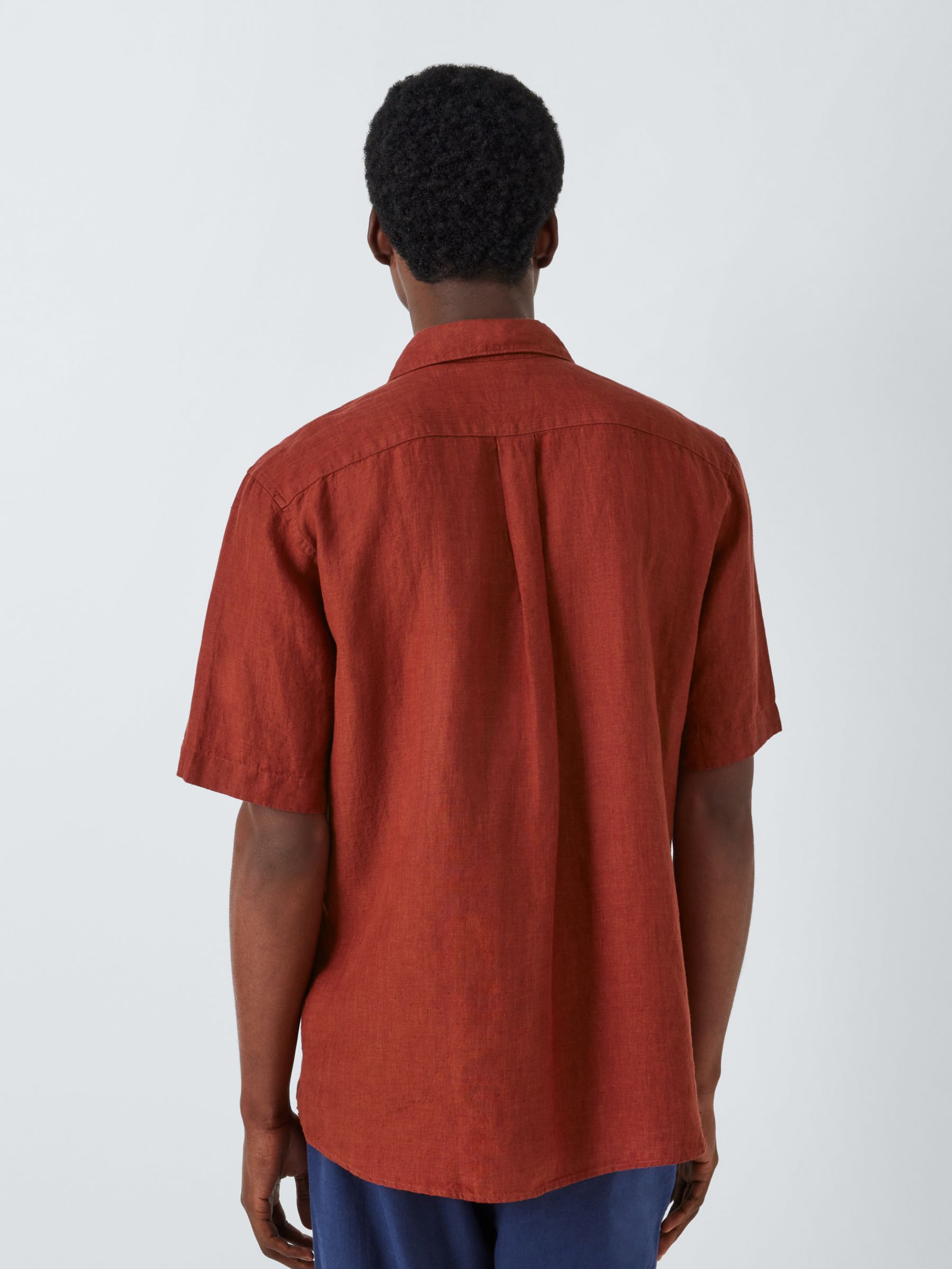 John Lewis Linen Short Sleeve Shirt, Arabian Spice, S