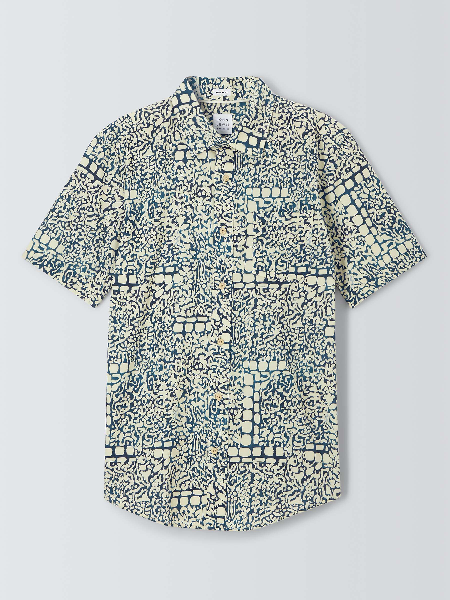 Buy John Lewis Short Sleeve Tile Print Shirt, Blue/Multi Online at johnlewis.com
