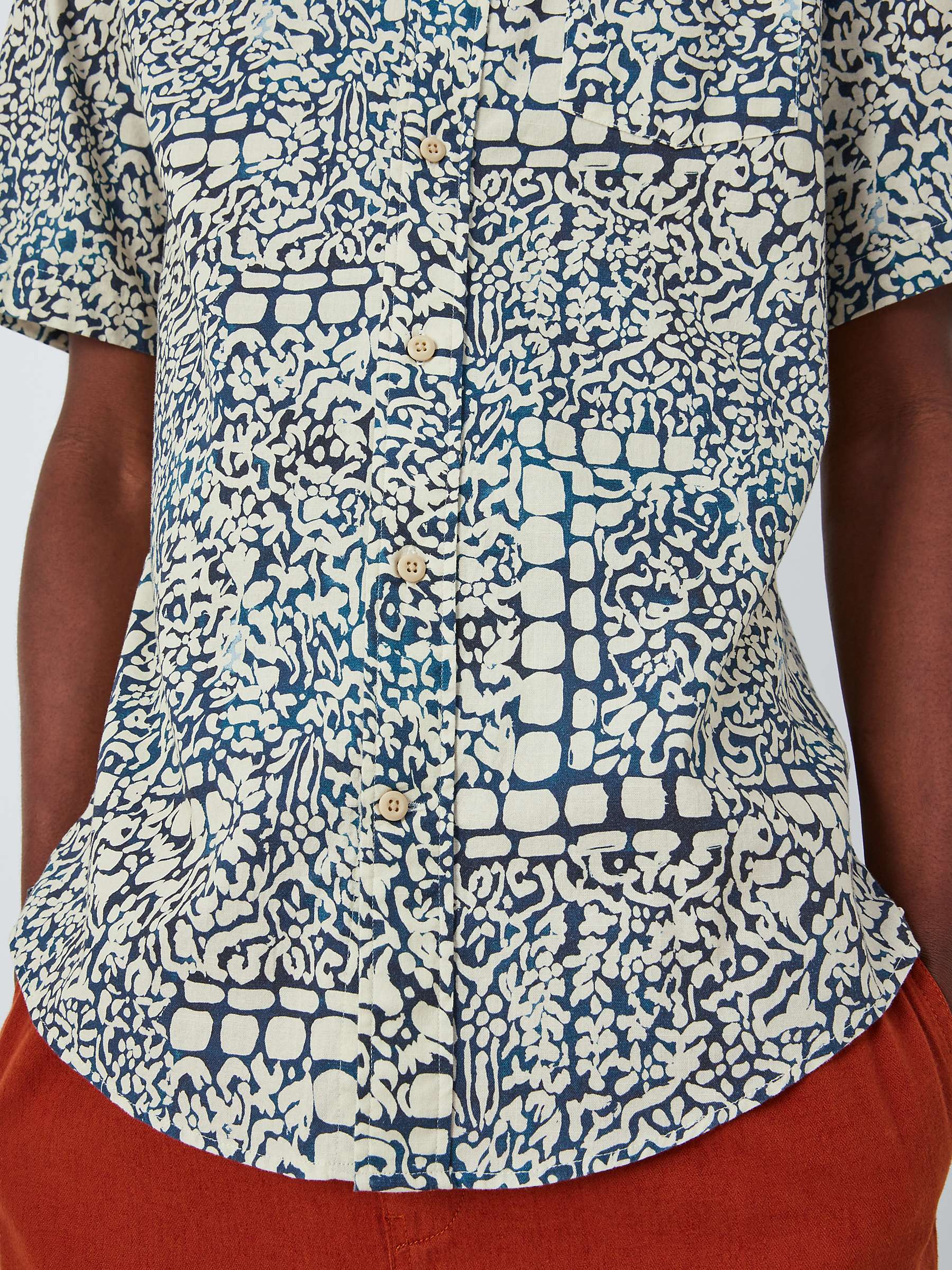 Buy John Lewis Short Sleeve Tile Print Shirt, Blue/Multi Online at johnlewis.com