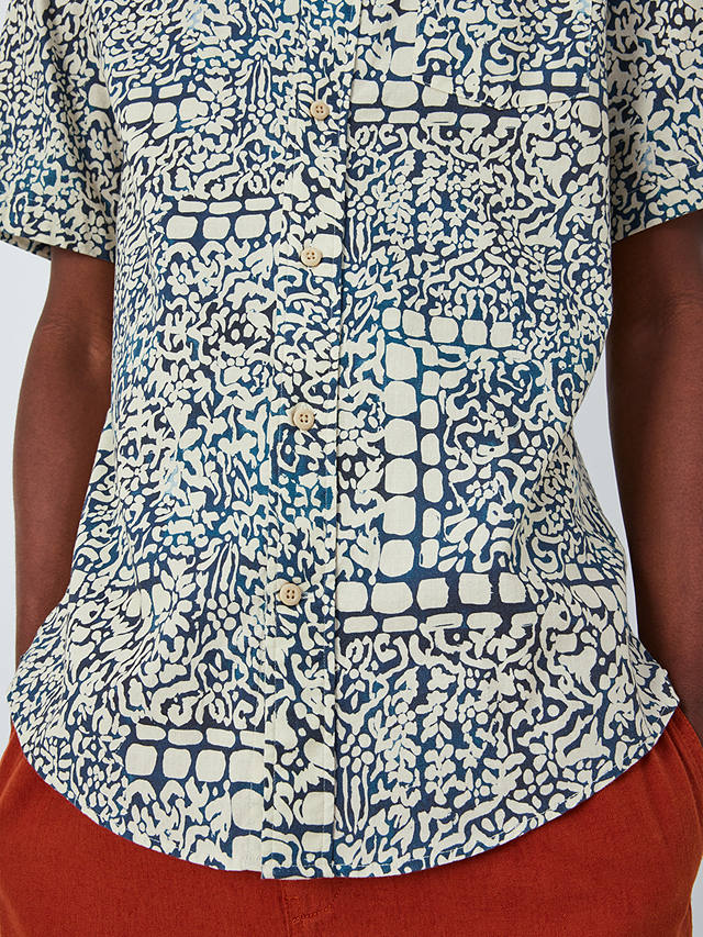 John Lewis Short Sleeve Tile Print Shirt, Blue/Multi