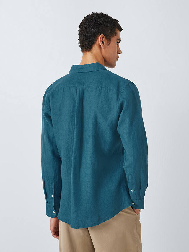 John Lewis Linen Long Sleeve Shirt, Mallard Blue