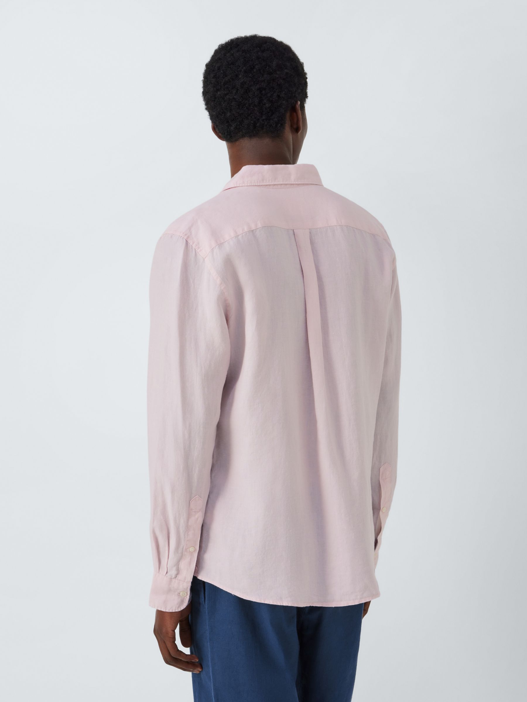 John Lewis Linen Long Sleeve Shirt, Pink, S
