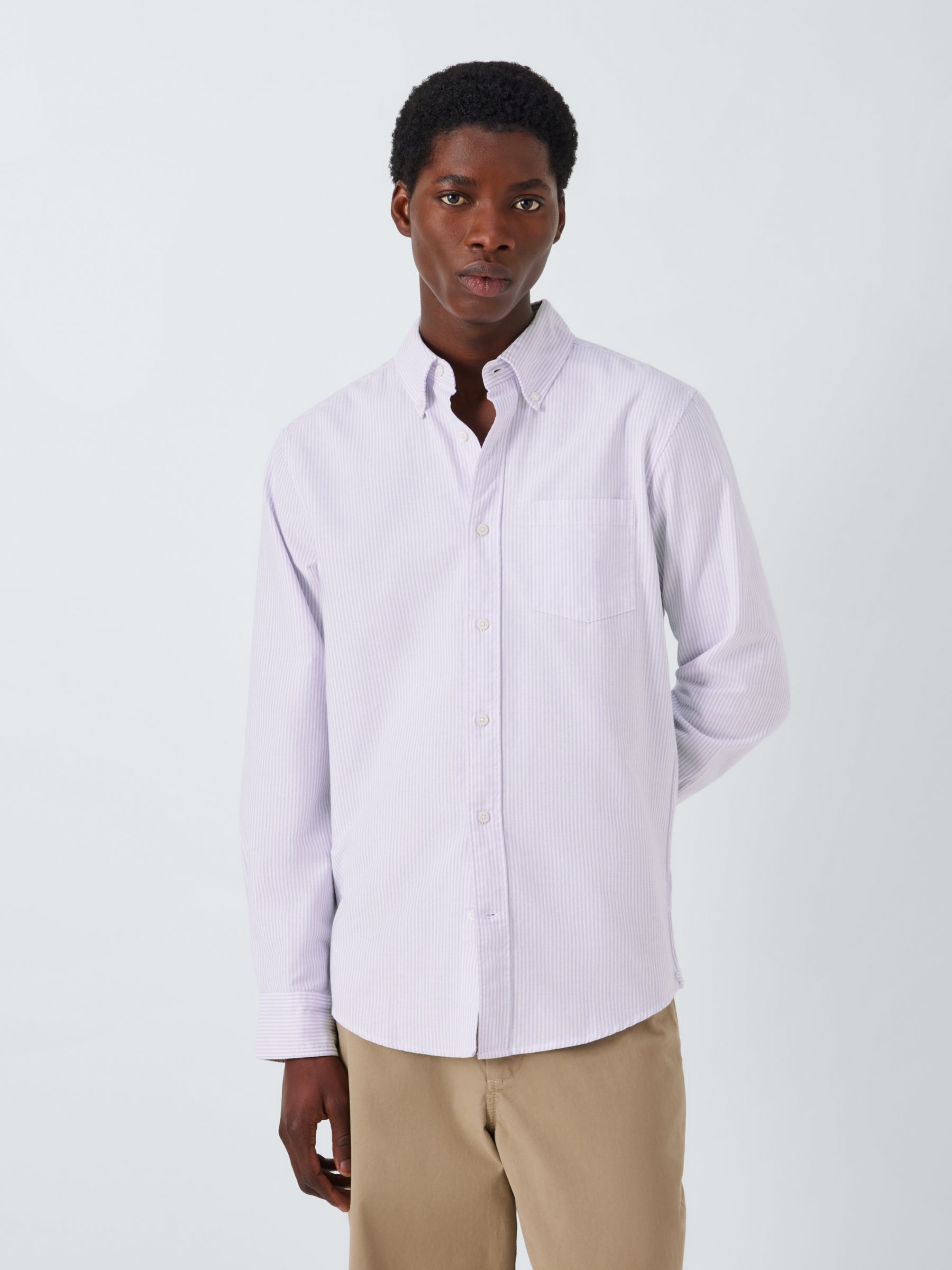Buy John Lewis Regular Fit Long Sleeve Stripe Shirt, Lilac Online at johnlewis.com