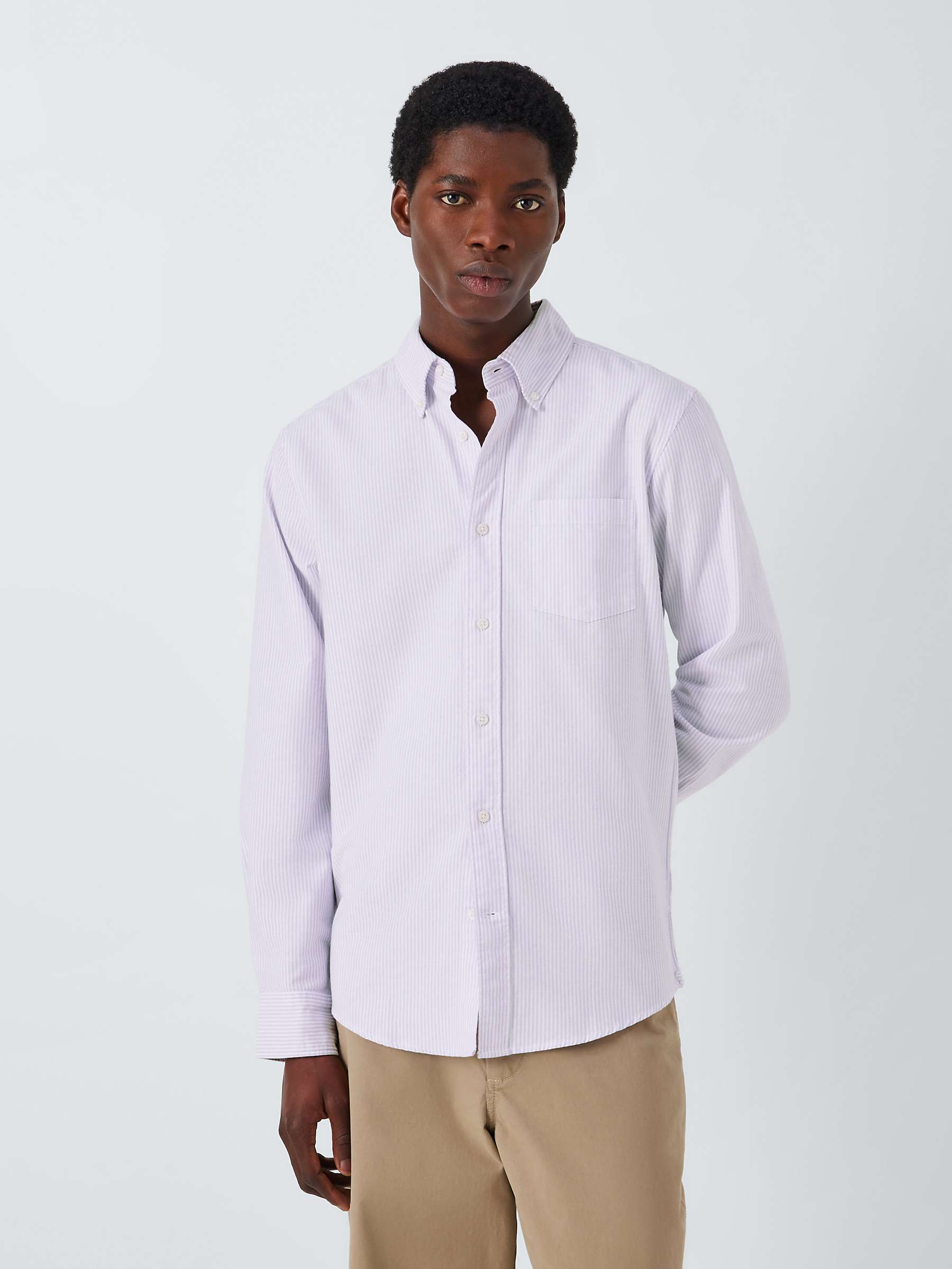 Buy John Lewis Regular Fit Long Sleeve Stripe Shirt, Lilac Online at johnlewis.com