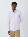 John Lewis Regular Fit Long Sleeve Stripe Shirt, Lilac, Lilac