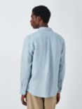 John Lewis Linen Micro Stripe Long Sleeve Shirt, Blue