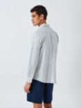 John Lewis Linen Blend Stripe Long Sleeve Shirt, Grey Mist