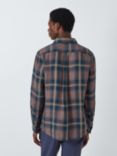 John Lewis Linen Check Shirt, Navy/Brown