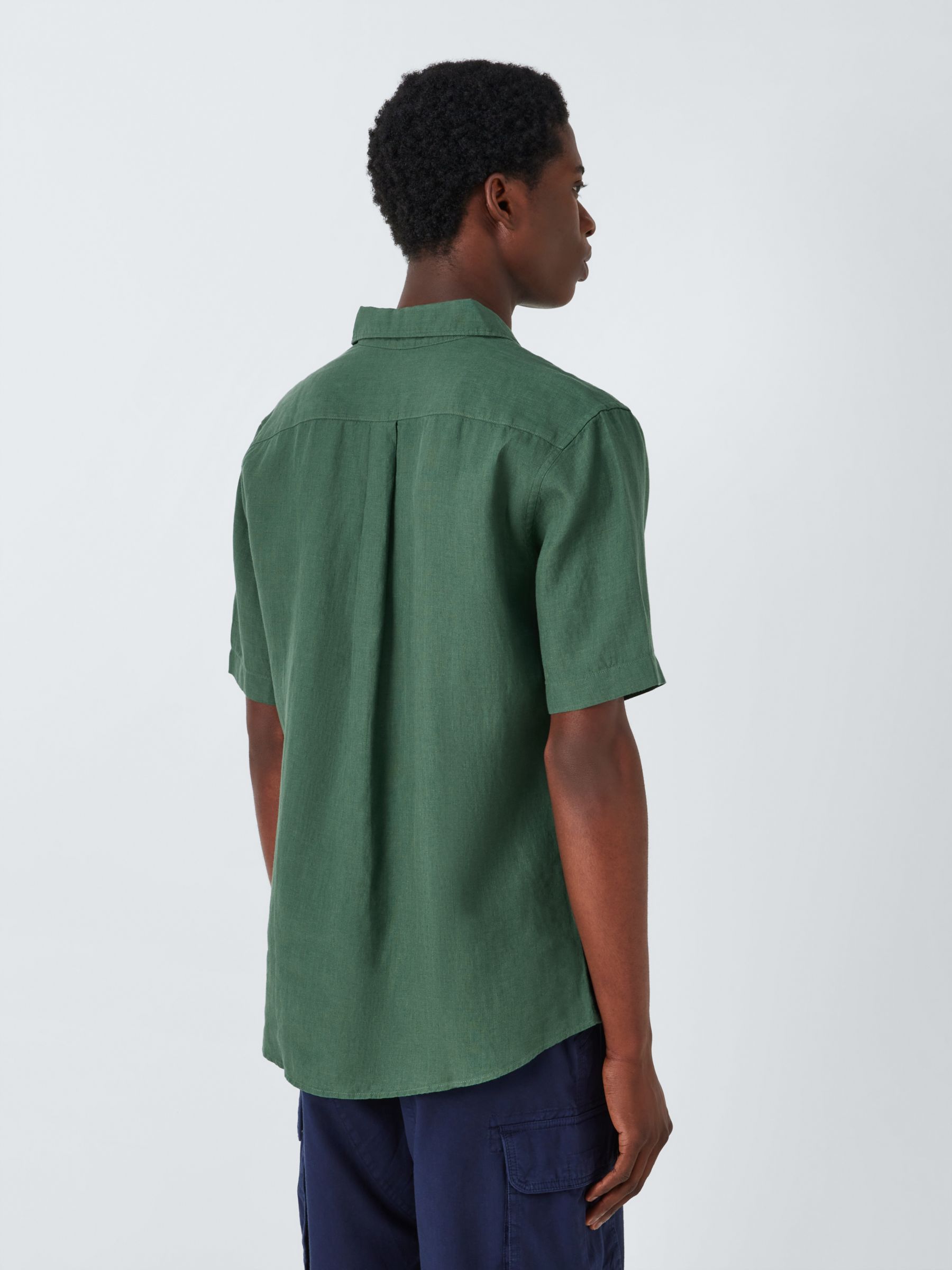 John Lewis Linen Short Sleeve Shirt, Green, S