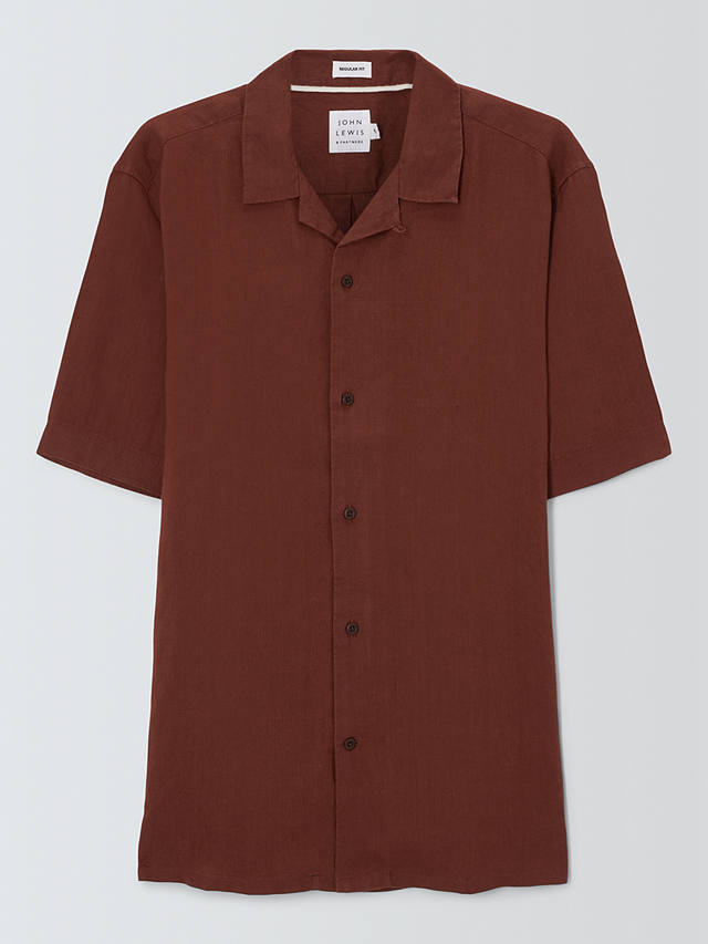 John Lewis Linen Revere Collar Short Sleeve Shirt
