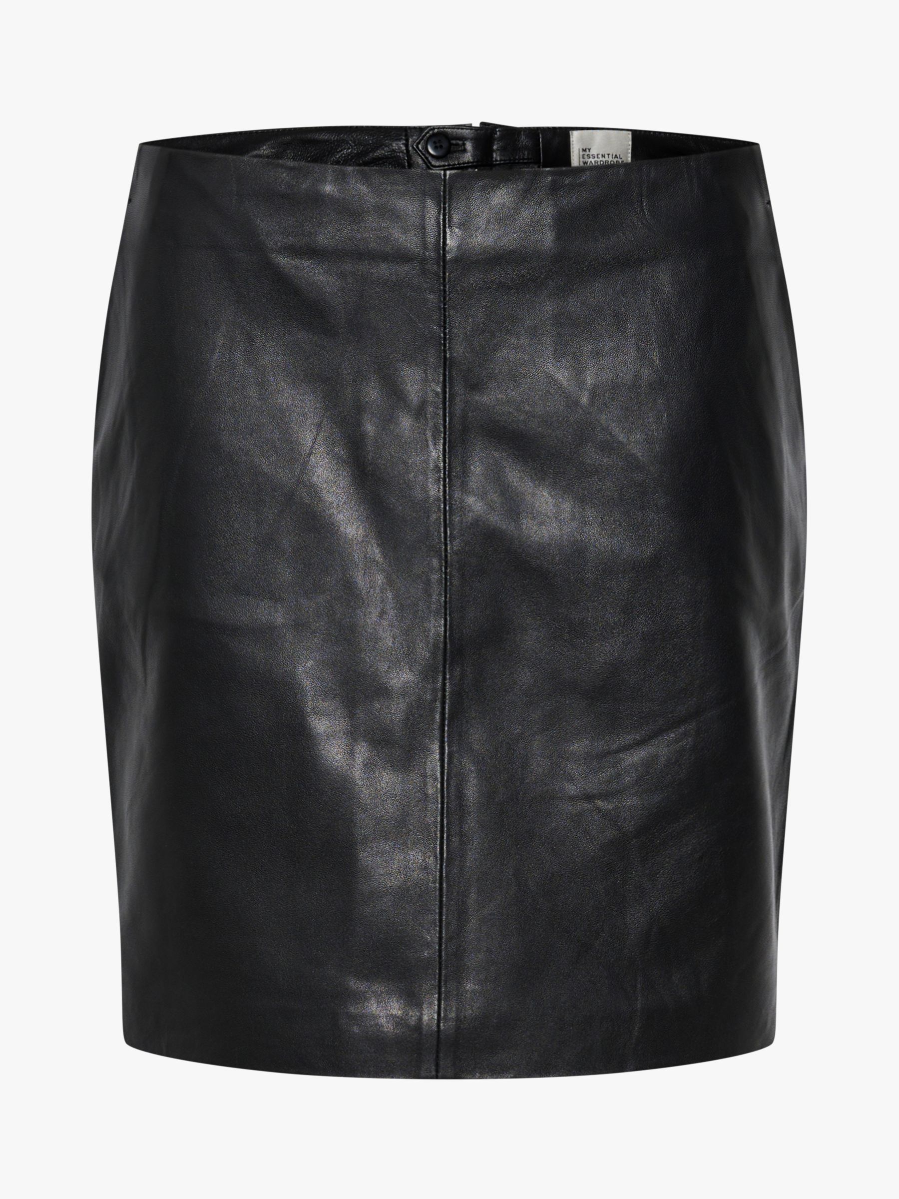 MY ESSENTIAL WARDROBE A Line Leather Skirt, Black at John Lewis & Partners