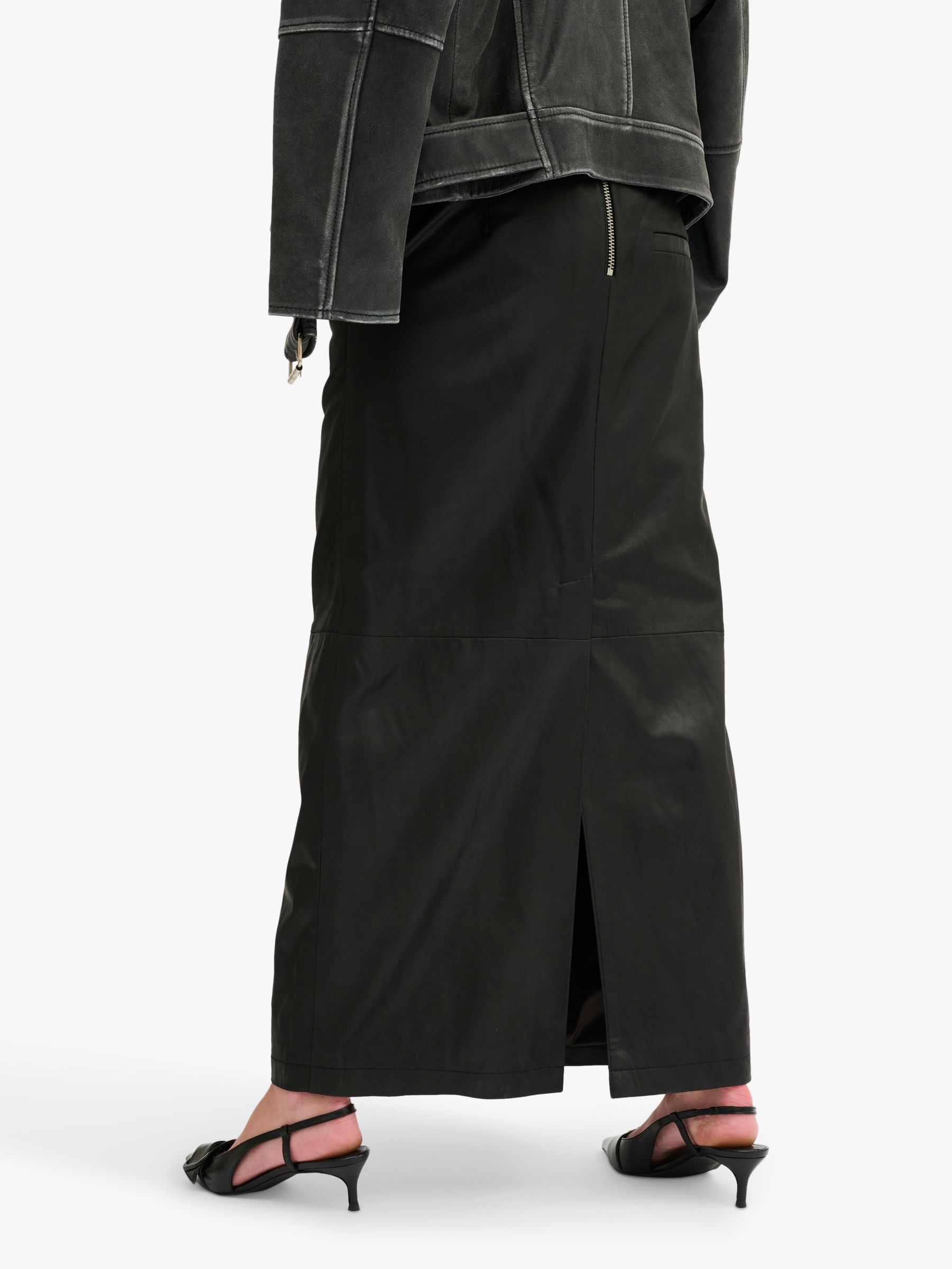 Buy MY ESSENTIAL WARDROBE Lana Straight Fit Leather Maxi Skirt, Black Online at johnlewis.com