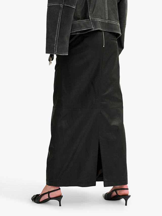 MY ESSENTIAL WARDROBE Lana Straight Fit Leather Maxi Skirt, Black