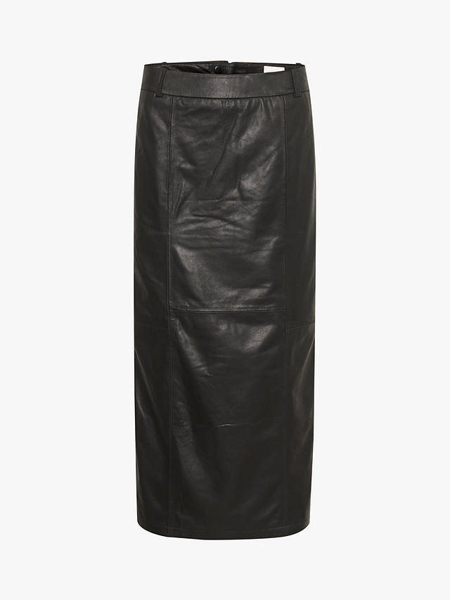 MY ESSENTIAL WARDROBE Lana Straight Fit Leather Maxi Skirt, Black